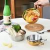 Круглая миска для риса и вина с ручкой из нержавеющей стали для домашнего хозяйства, миски для соуса, чашки, столовые приборы, столовая посуда, кухонные принадлежности