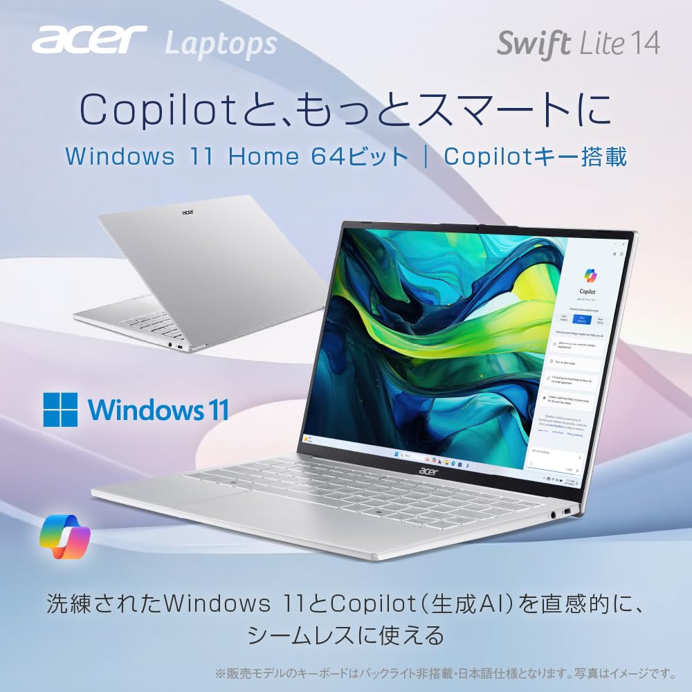 Acer Swift Lite WUXGA OLED Глянцевый Intel Core Ultra 5 115U Алюминиевый сплав Аккумулятор 2МП Веб-камера со шторкой WiFi Динамик и Японская клавиатура 14,