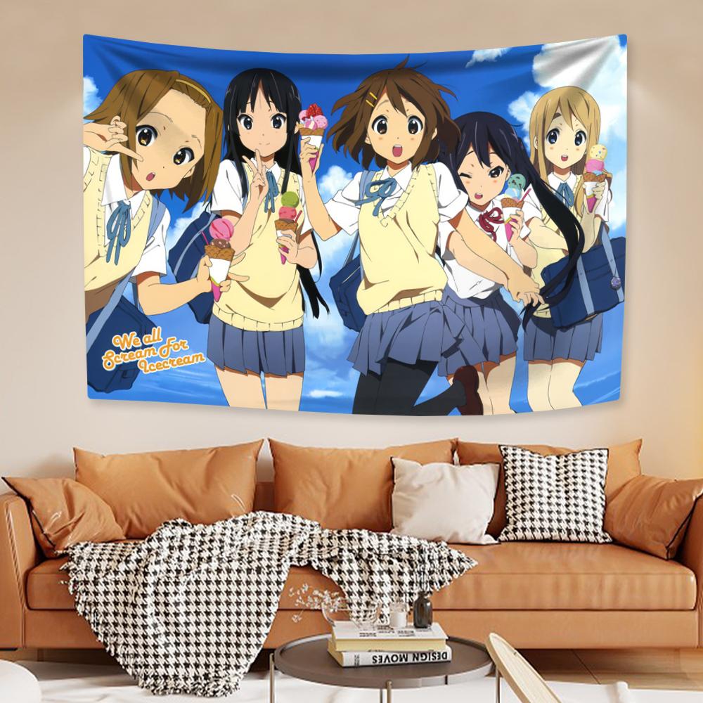 Японский аниме-гобелен на стену Kawaii New K-ON! Мультфильм Домашнее украшение Эстетика Спальня Общежитие Фон