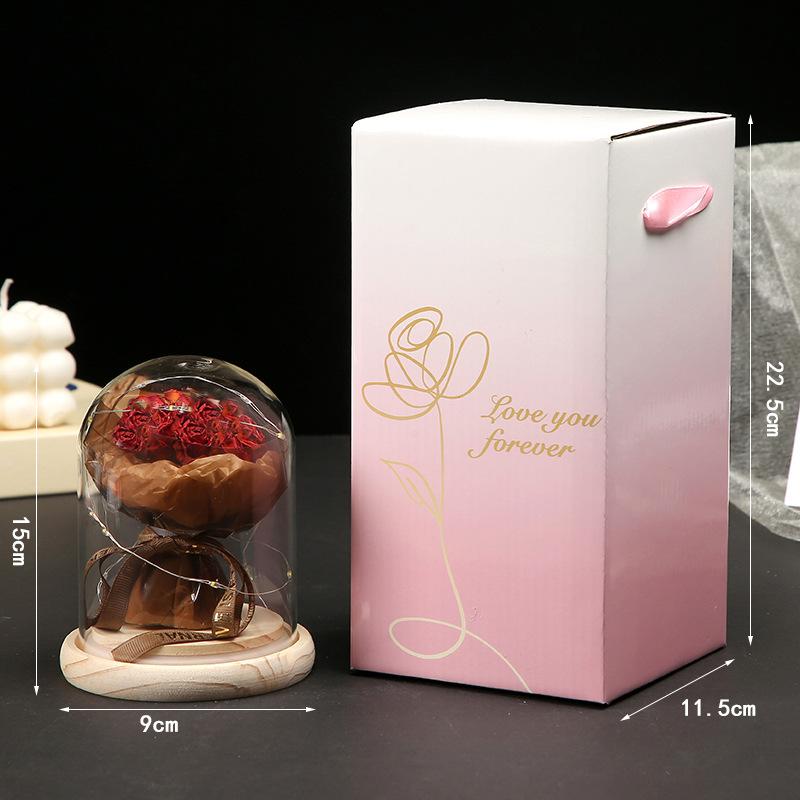 Rose ornament eternal rose flower lamp dried flower glass cover graduation valentine's day gift flower lamp