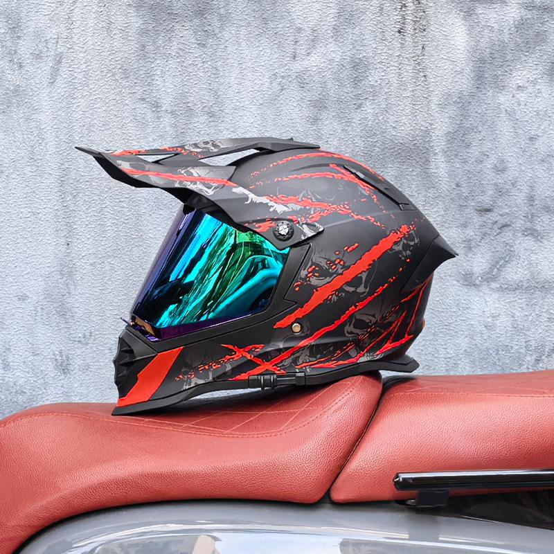 LVS Взрослый шлем для мотокросса фулфейс кросс-шлем с 800 внедорожными шлемами, сертификация DOT, двойной визор, в комплекте