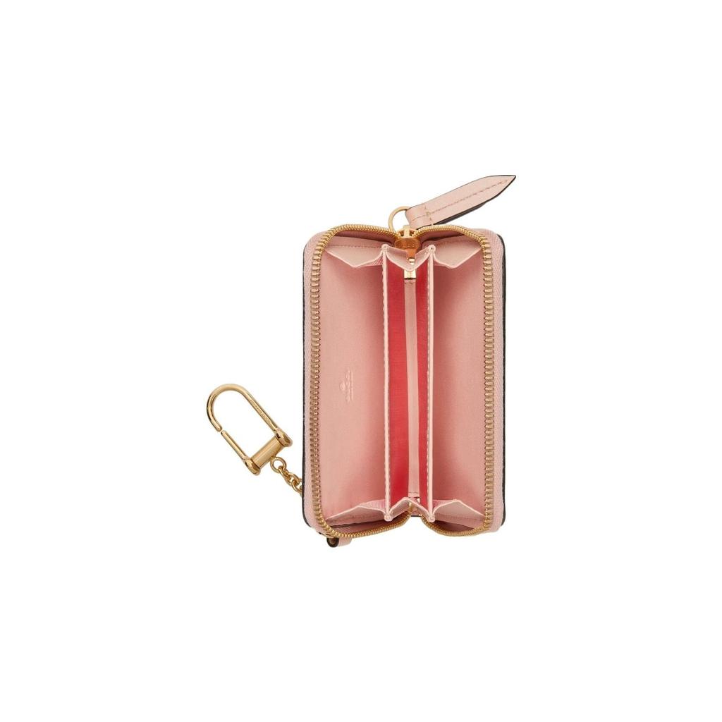 Gucci Кошелек-картхолдер на молнии GG Supreme с подвеской-капкейком, розово-бежевый, с золотой фурнитурой, брелок для ключей для женщин, на каждый день 701490-UYMDS-8624