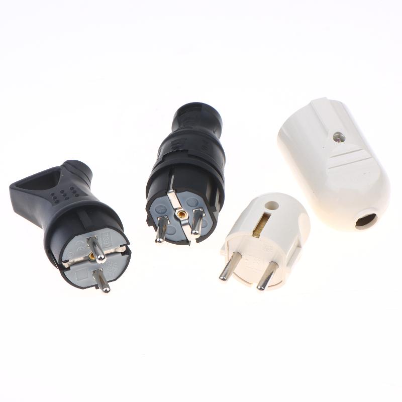 1Pcs Electrial Grounded European Connector With Cover Eu Rubber Waterproof Socket Plug Ip54 For Diy Power Cable Cord 16A 250V