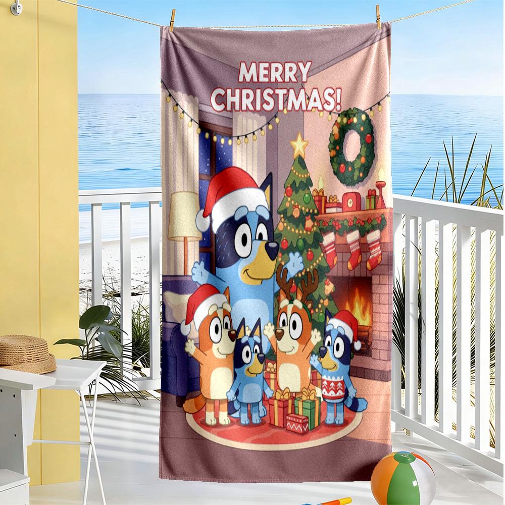 Bluey Bingo Adventures Beach Towel Soft Durable Quick-Dry Comfortable Lightweight Perfect for Traveling Yoga Camping and Swimming