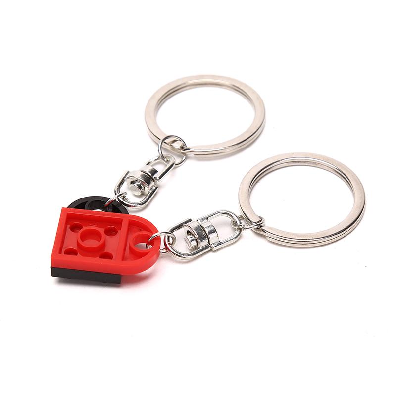 2Pcs Love Heart Brick Keychain For Couples Friendship Birthday Jewelry Gift