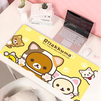 Розовый коврик для мыши Rilakkuma Игровые коврики для мыши Большой коврик для мыши XXL Коврик для мыши Kawaii Большой коврик для клавиатуры 90x40см Настольные коврики для компьютера
