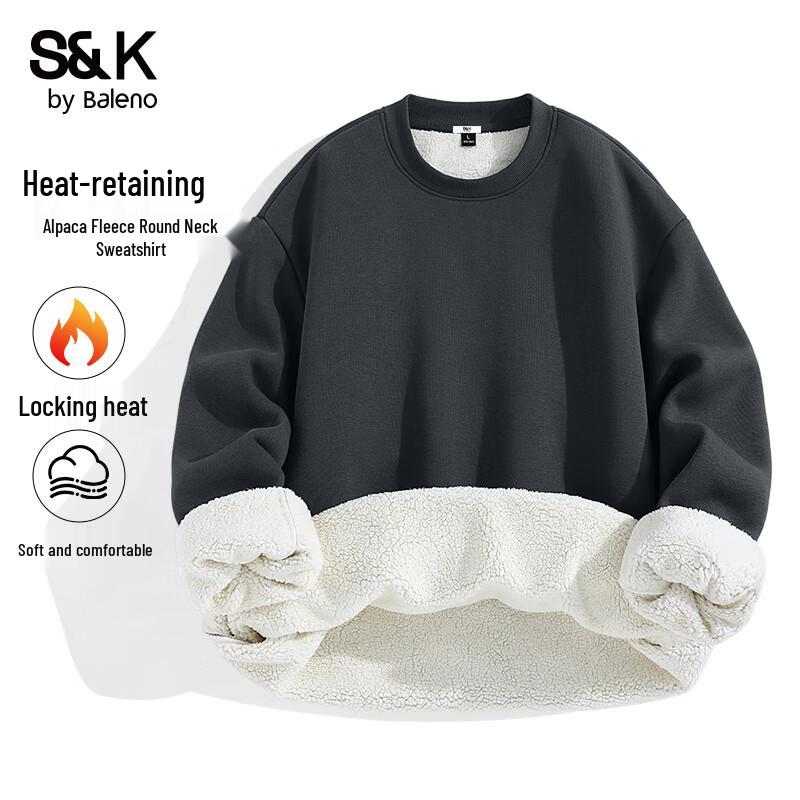 Мужская толстовка Baleno S&K с круглым вырезом из тяжелого ягнячьего велюра