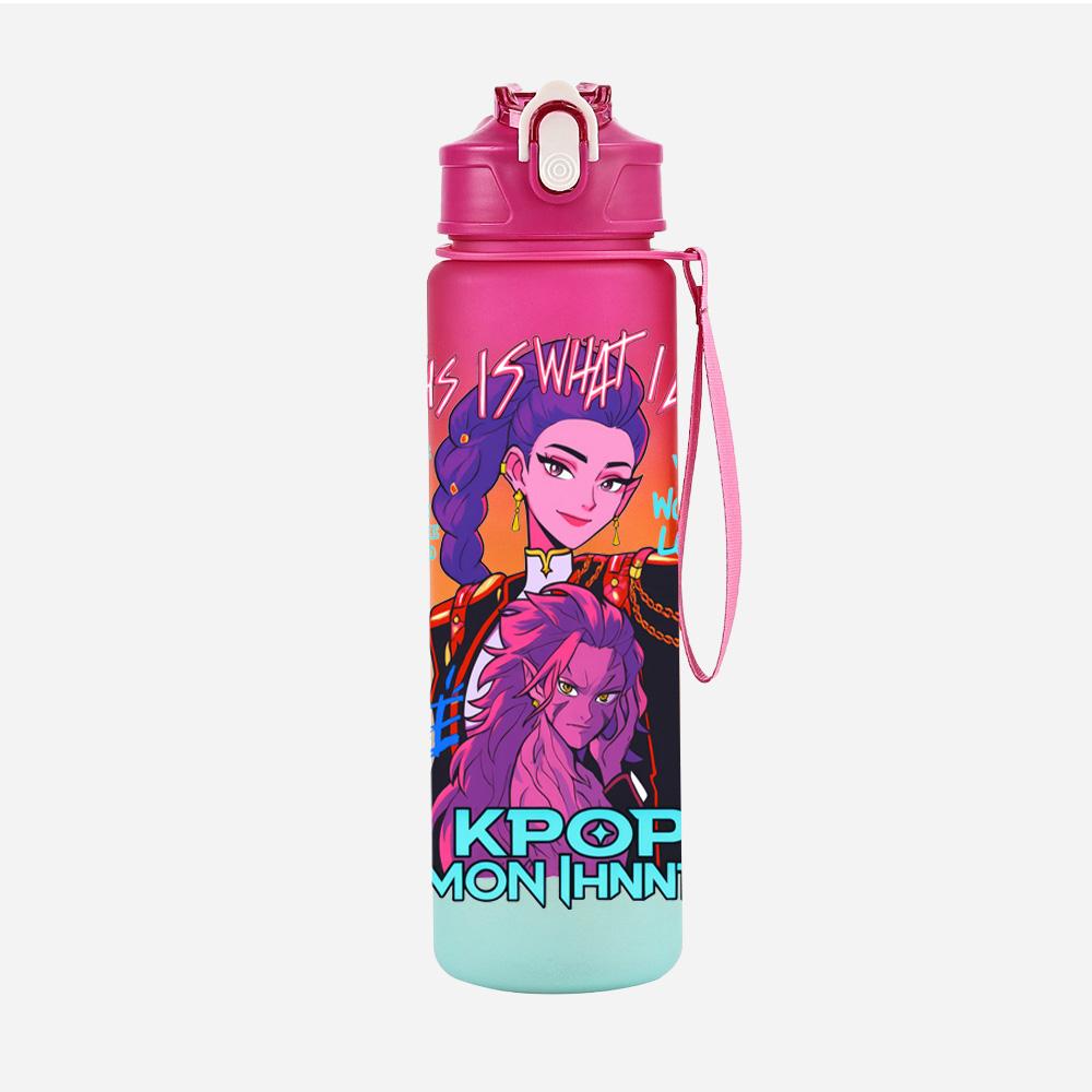 750Ml Water Bottler K-Pop Demon Hunters Printed Character Water Cup Large Capacity Outdoor Portable Rope Drinking Bottle for Boy Girl Gift