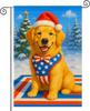 Merry Christmas Garden Ag 12x18 Inch Welcome Garden Ags Burlap Double-Sided Golden Retriever Santa Hat Patriotic Bow Sea