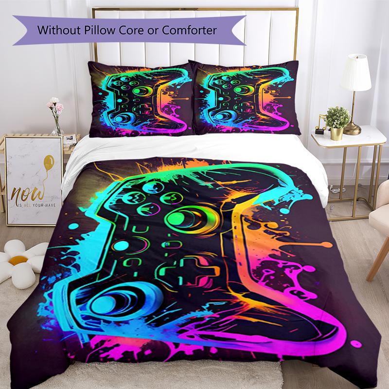 3pcs Game Controller Bedding Set Duvet Cover Closure Includes 1 Duvet Cover & 2 Pillowcases, Soft and Comfortable for All Seasons.