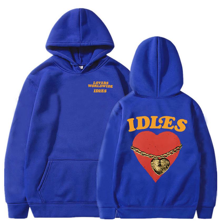 IDLES LOCKED HEART HOODIE Толстовка с длинным рукавом Мода Мужские толстовки с капюшоном Унисекс Уличная одежда Панк Группа Хип-хоп Пуловеры Мужская одежда