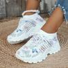 Women's Casual Shoes 2025 Butterfly Print White Sneakers Summer Outwear Breathable Mesh Shoes Zapatillas De Mujer Size 36 43