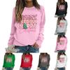 Женские футболки, свободные, модные и повседневные толстовки с круглым вырезом и длинными рукавами с рождественским принтом