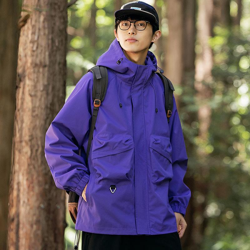 Куртка для горного туризма, мужская осенняя ветрозащитная и водонепроницаемая куртка для инструментов, свободная функциональная повседневная куртка с капюшоном