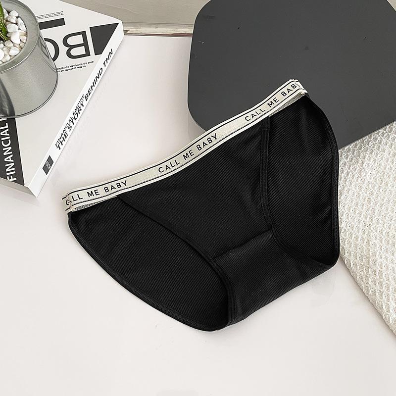 Sports Style Lingerie Minimalist High Slit Thread Knickers Girls' Mid Waist Underwear Panties