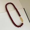 Cinnabar Red Beaded Women's Choker - Autumn/Winter Retro Simple Luxury Clavicle Chain