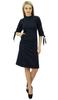 Bimba Women's Mock Neck Cotton Lycra Casual Black Shift Dress With Side