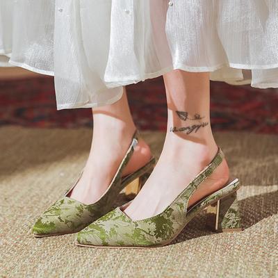 Горячая Распродажа Женская Обувь На Шнуровке Манжеты Женские Туфли На Высоком Каблуке Модная Печать Офиса и Карьеры Новые Неглубокие Закрытые Носки Сандалии