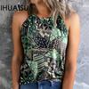 Women's Bohemian Print National Style Vest Spliced Retro Pullover Slim Top Woman