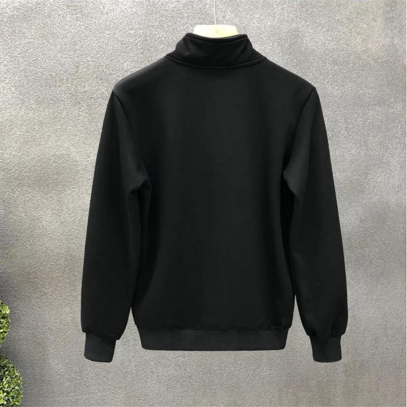 Men's Spring Autumn New Splicing CHalf High Collar Zipper Fashion Solid Loose Casual Long Sleeve Sweatshirts