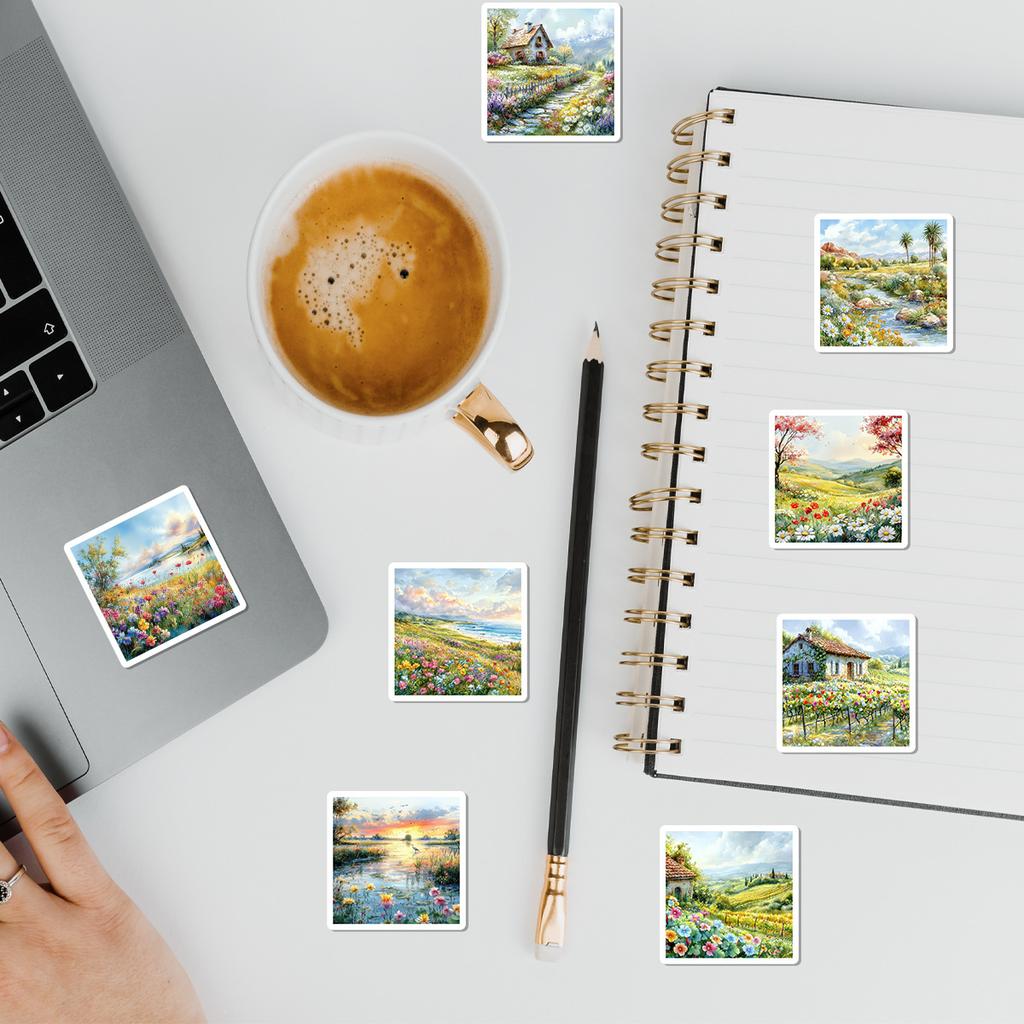 50 Акварельных Весенних Мечтаний Граффити Наклеек Водный Стакан Мобильный Телефон Компьютер Водонепроницаемые Декоративные Наклейки DIY Наклейки