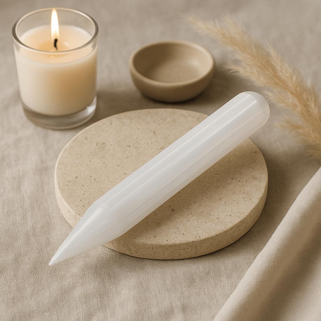 Selenite Crystal Wand 16 cm Pointed One End