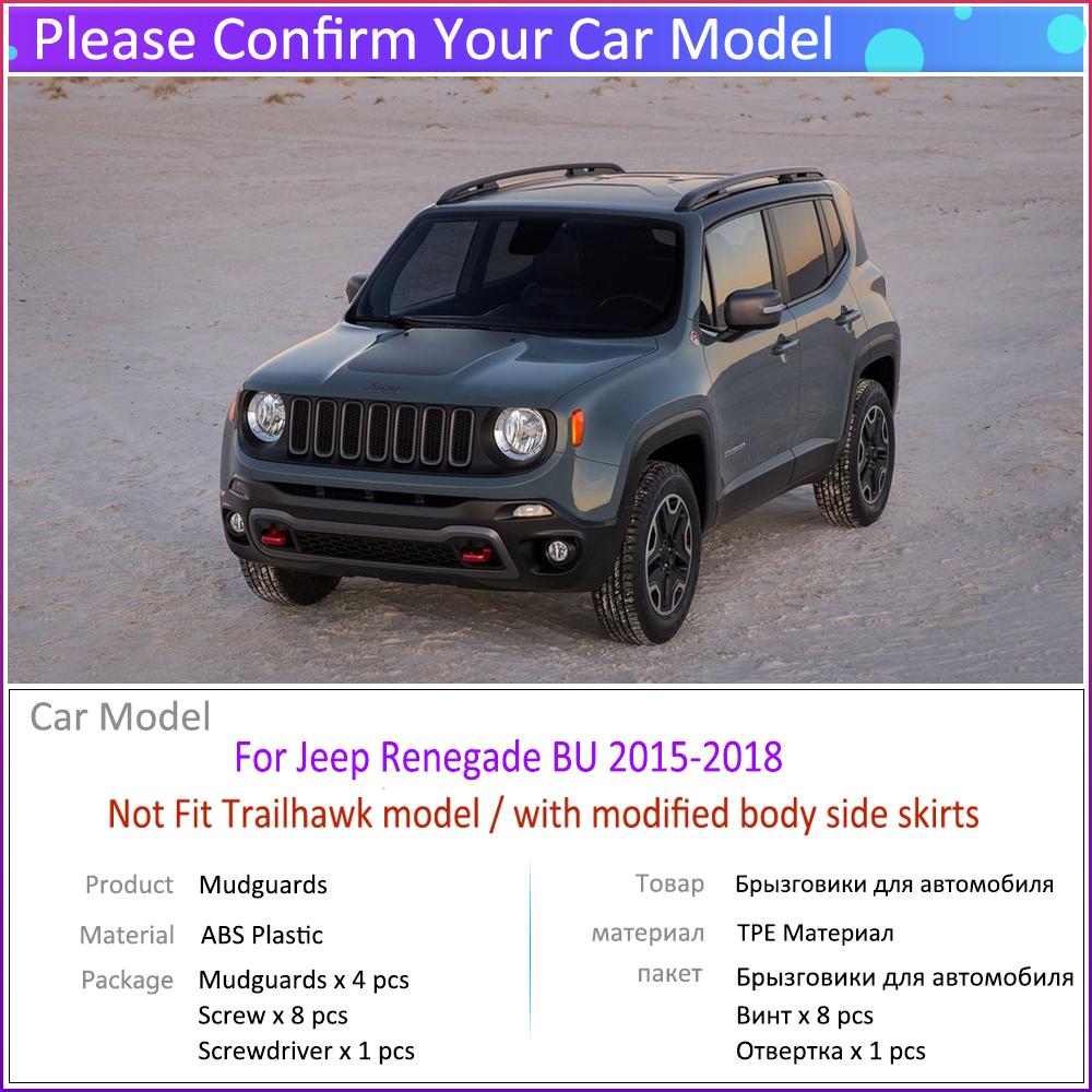 4 PCS Car Mud Flaps for Jeep Renegade BU 2015 2016 2017 2018 Mudguard Splash Guards Fender Mudflaps Auto