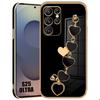 Case for Samsung Galaxy S25 Ultra, Black Silicone Luxury Effect Ultra Slim Shockproof with Heart Bracelet