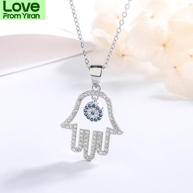 Серебряное ожерелье S925 Palm Turkish Eye с подвеской, модное, индивидуальное, из стерлингового серебра для женщин