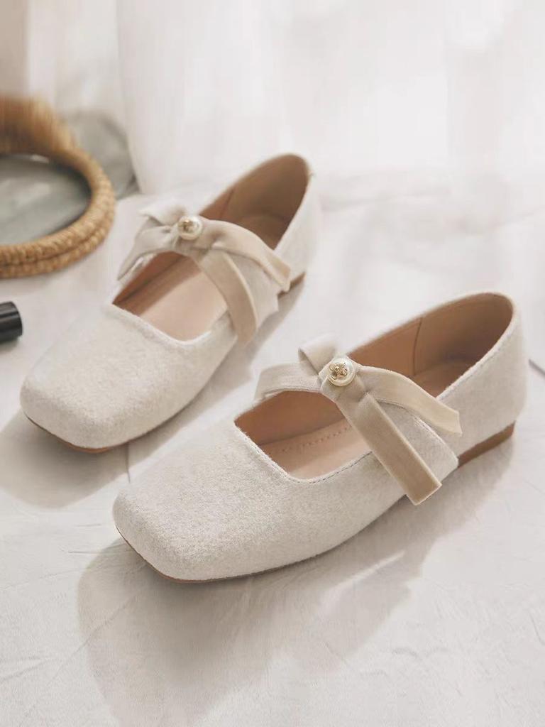Sheepskin version~ Mary Jane shoes, gentle in spring and autumn, lazy with skirts, woolen single shoes, women's flat bottom