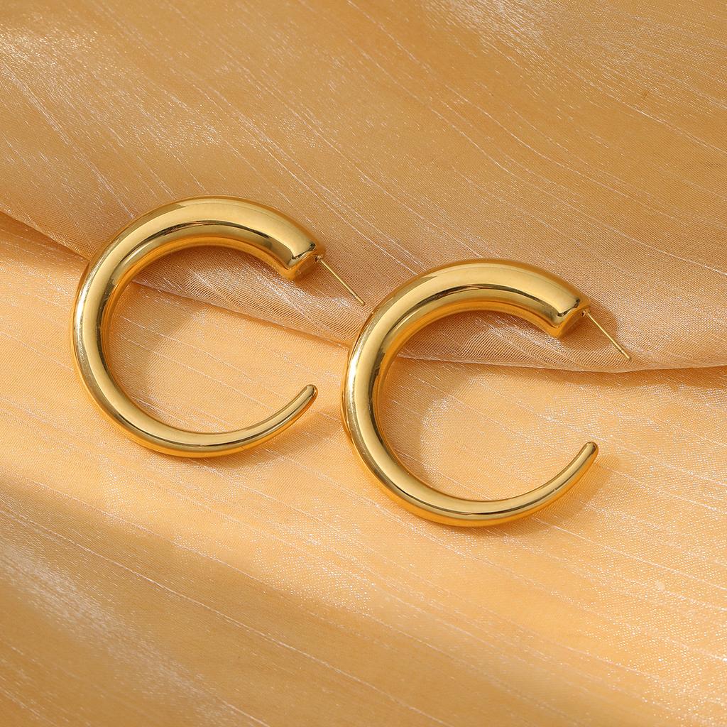 GEMCHIC Женские серьги-кольца С-образной формы из нержавеющей стали с покрытием 18 карат Золотом Модные украшения