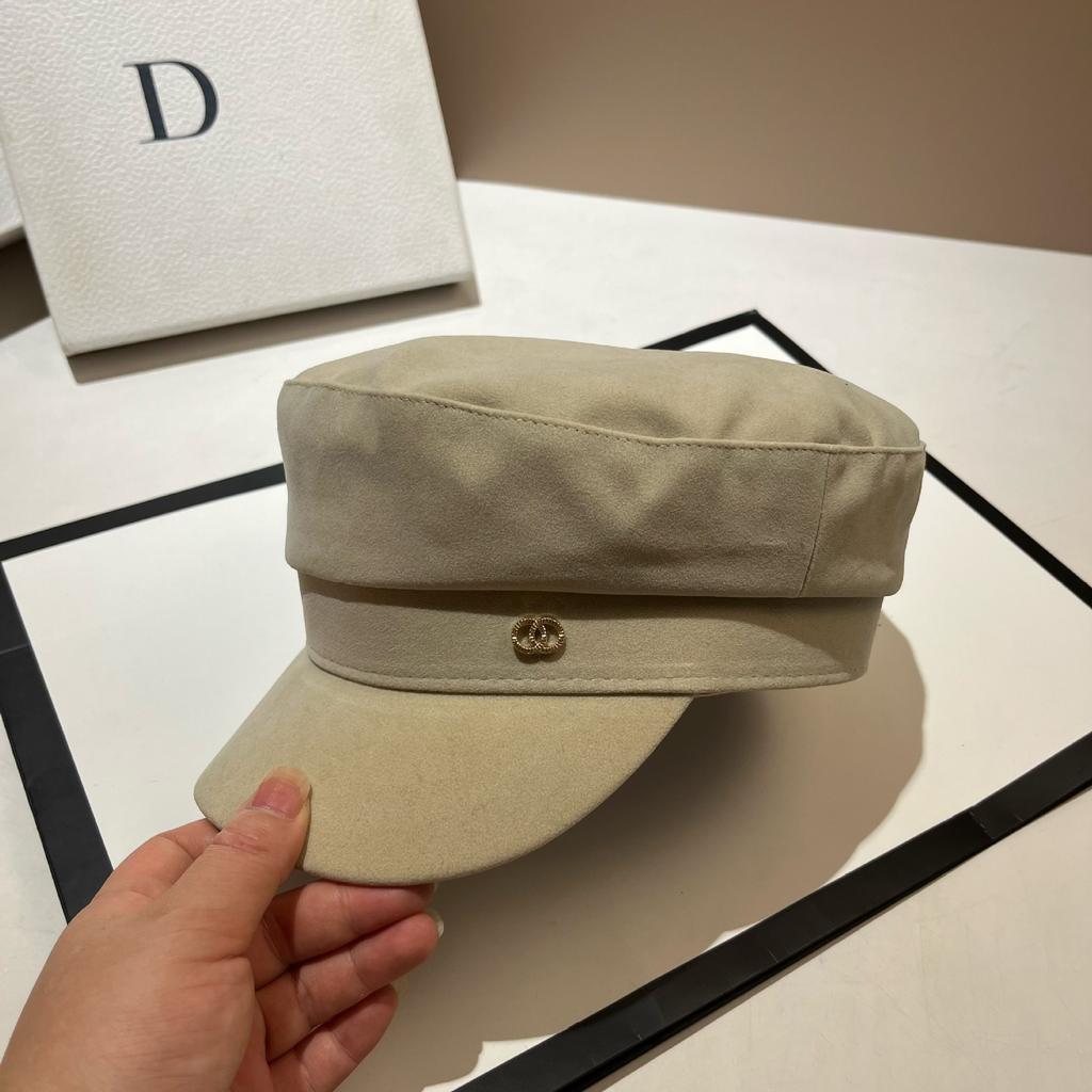 Autumn new matte leather navy hat European and American small fragrant style double-circle suede octagonal beret versatile newsboy hat