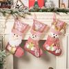 Sophisticated European Pink Sequins Christmas Stocking Festival Pink Christmas Stocking with Spacious Gift Holders