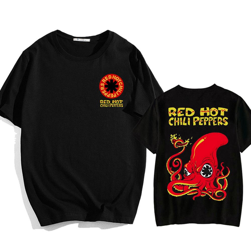 2025 Summer Hot Squid And Pepper Tshirt Rock Band Hip Hop Hip Hop Short Sleeve Unisexs Cotton Casual Tshirt Top