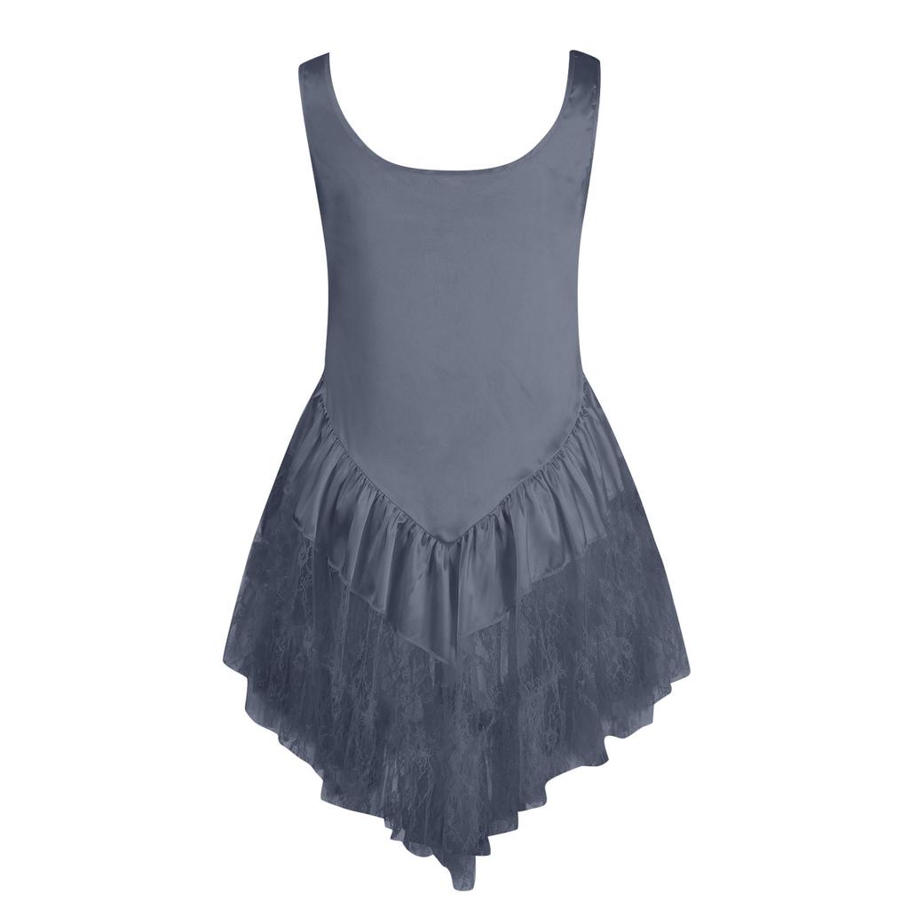 Women Lace Flowy  Dress Sleeveless Backless Low Cut Slip Dress A Line Short Dress Boho Sundress