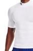 UA HeatGear Armor Compression Short Sleeve Mock Neck Shirt for Men, White/Black/Large
