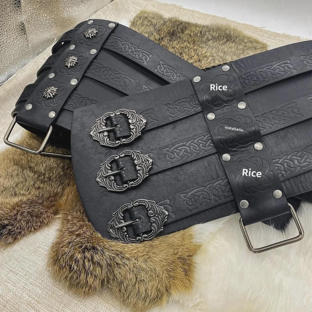 Nordic Viking Thor's Hammer Embossed Wide Medieval Waist Belt