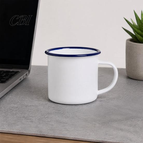 Heat Resistant Tea Mug Enamel Coffee with Handle, Retro Style Durable Water Cup, Smooth Lead Free Drinking Vessel Surface Portable for Hot And