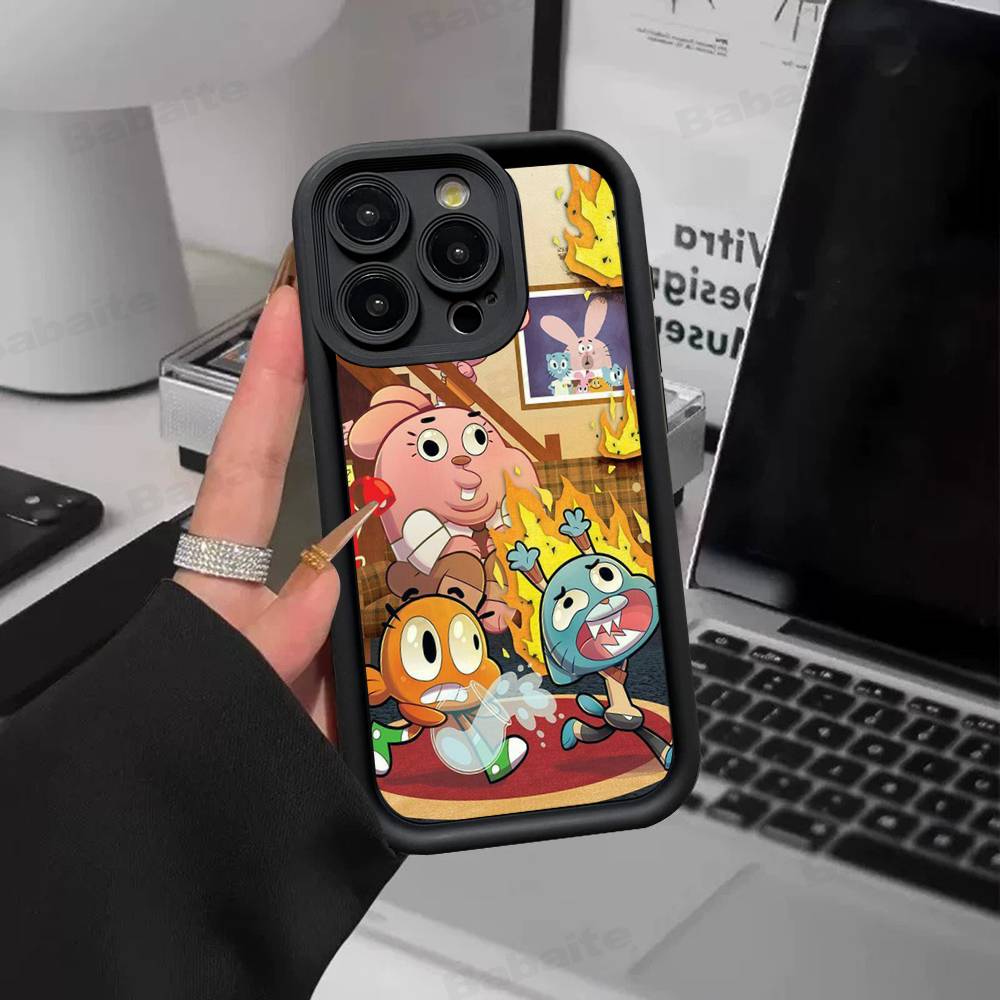 Милый чехол Amazing-World G-gumball для iPhone 17 16 15 14 13 12 11 Pro Max Plus, Черный, Полное покрытие, ТПУ