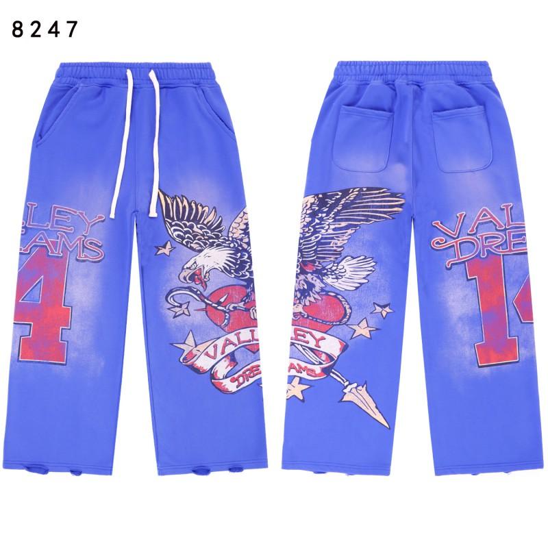 Mens Loose Fit Drawstring Cotton Cargo Pants Streetwear Hip Hop Style Straight Leg Trousers