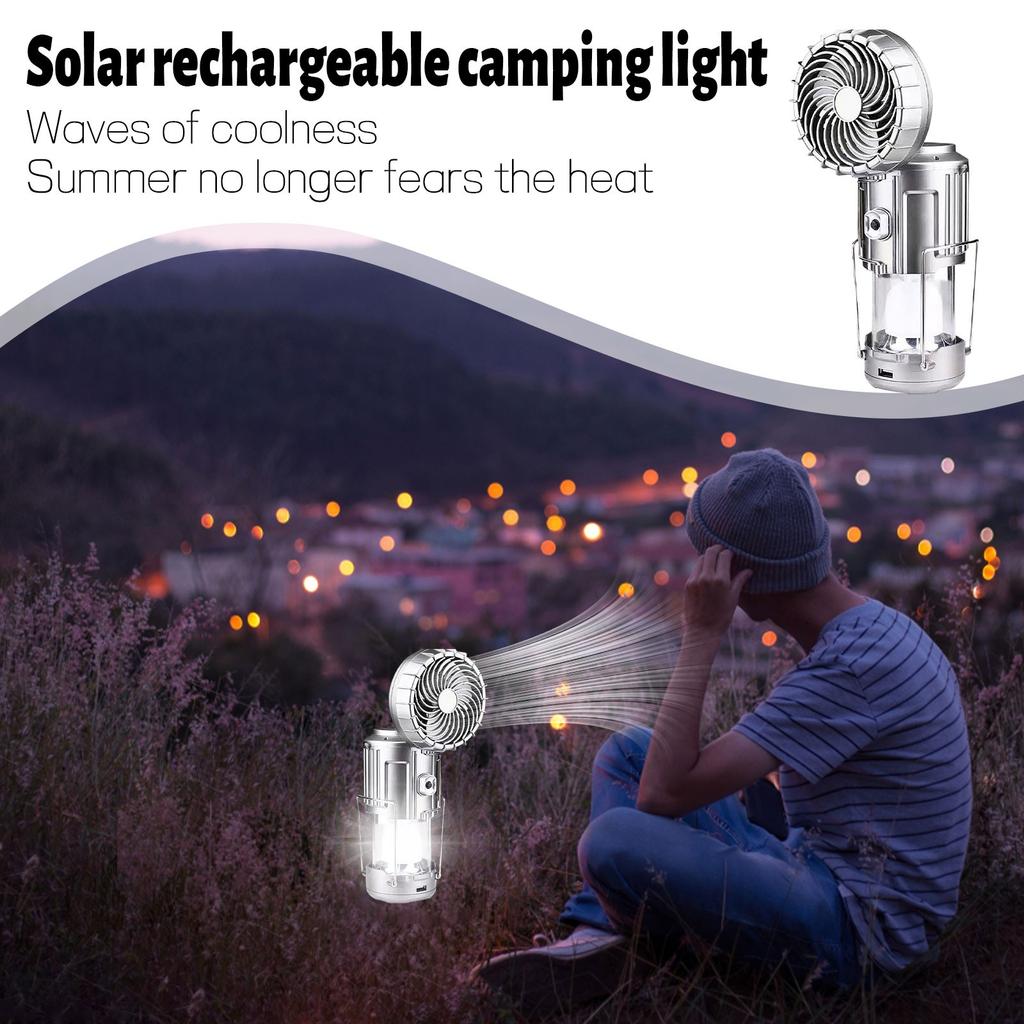 Camping Outdoor Rechargeable Lan-terns, Solar Fans, Multifunctional Emergency Lights, Hanging Lantern-s.