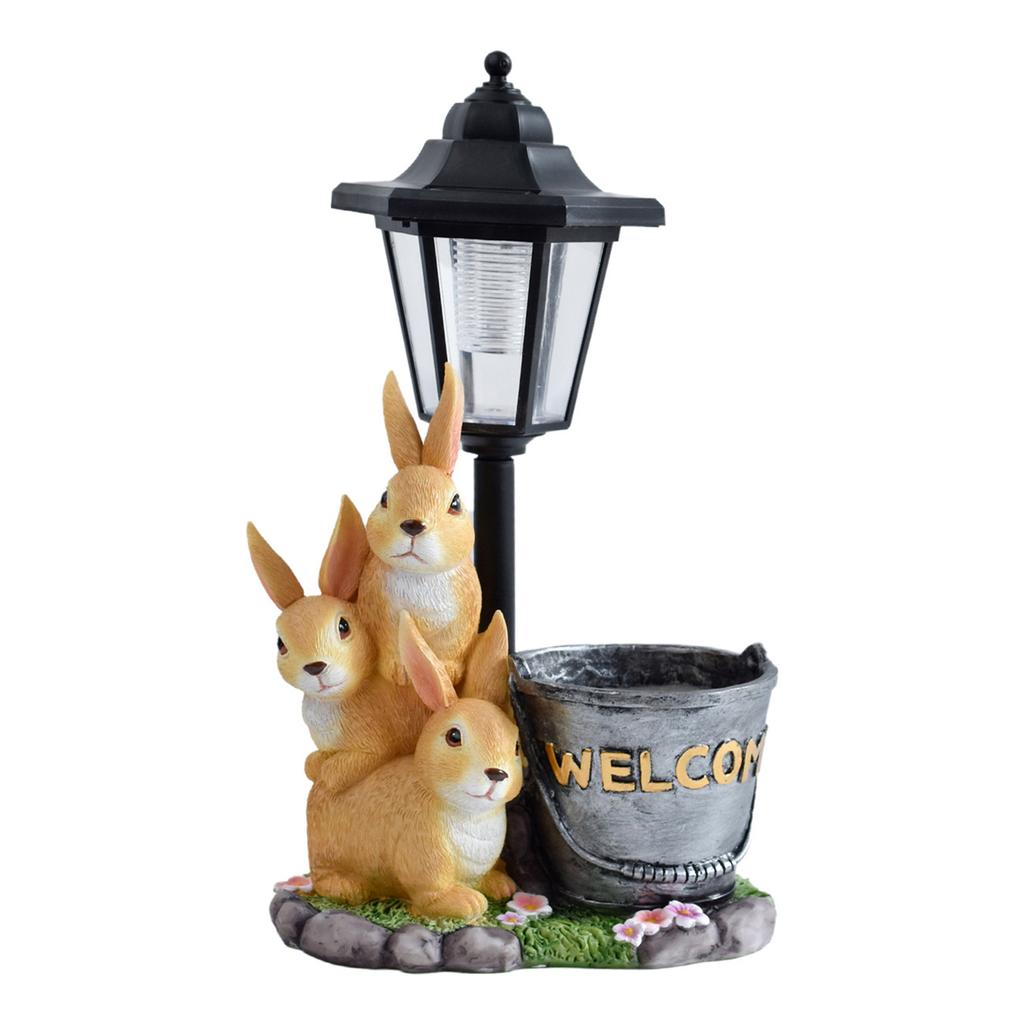 Garden Animal Statues Birthday Gifts for Women Mom with Solar Lantern Animal Figurines for Patio Lawn Yard Porch Pond Decoration