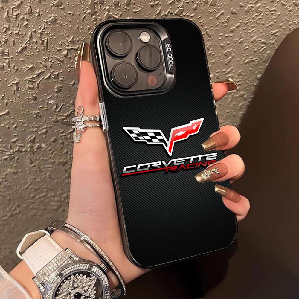 Роскошный чехол для телефона C-Corvettes для iPhone 16 15 14 13 12 11 X XR XS 8 7 Pro Max Plus Полупрозрачный чехол с цветной печатью Роскошный