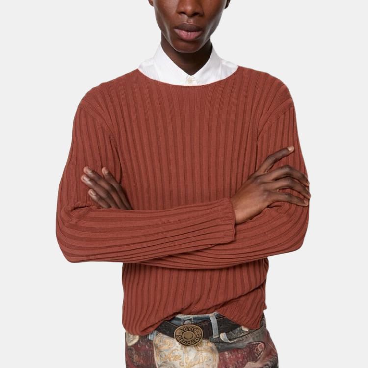 Acne Studios Хлопковый свитер в рубчик C60098-CPS