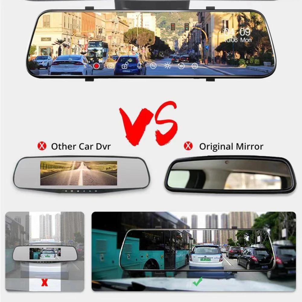 Автомобильное зеркало черного цвета Carbin Camera Mirrir Dash Cam 3-канальный зеркальный видеорегистратор 1080P HD с сенсорным экраном Зеркало Видеорегистратор