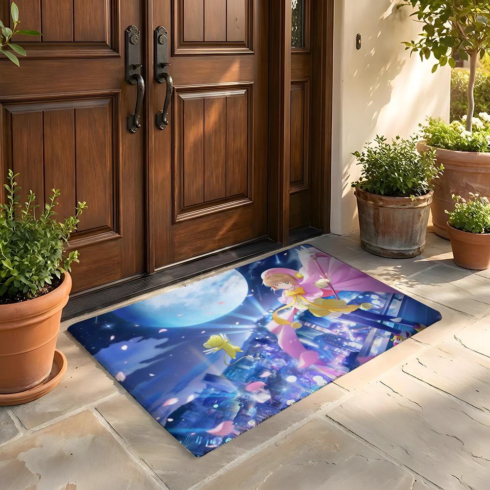 Floor Mat Soft Flannel Rug Non Slip Absorbent Mat for Bathroom Bedroom Home Decor C Cardcaptor S Sakura Cartoon