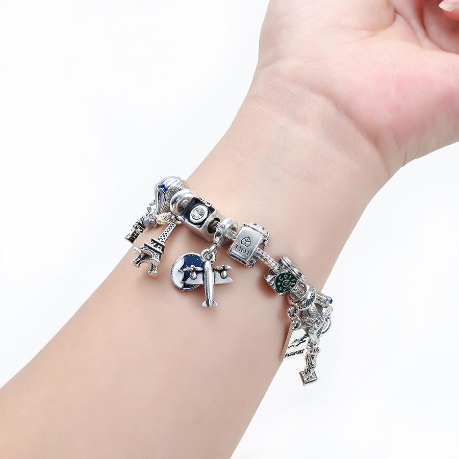 Новые ювелирные аксессуары, модный мультяшный самолет, кулон, браслет-подвеска, Рождественская коллекция, браслет с голубым звездным небом для девочек