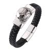 Punk Jewelry Men Black Genuine Leather Punk Skull Bracelets Bangles