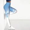 Womens Light Blue Rose Prints Stretch Yoga Leggings Fitness Running Gym Sports Active Pants
