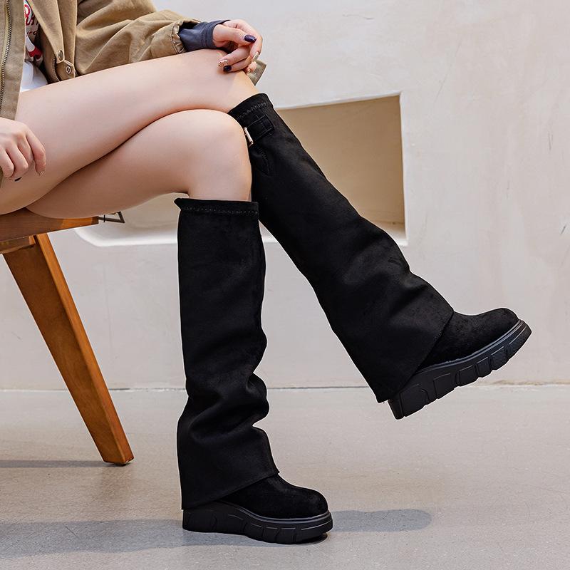 Two-wear Sleeve High Boots Design Sense Niche Boots 2025 Autumn and Winter Removable Boots Half Tray Women's Shoes Tide